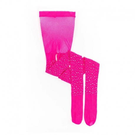 Déguisement - Collants fuchsia avec strass