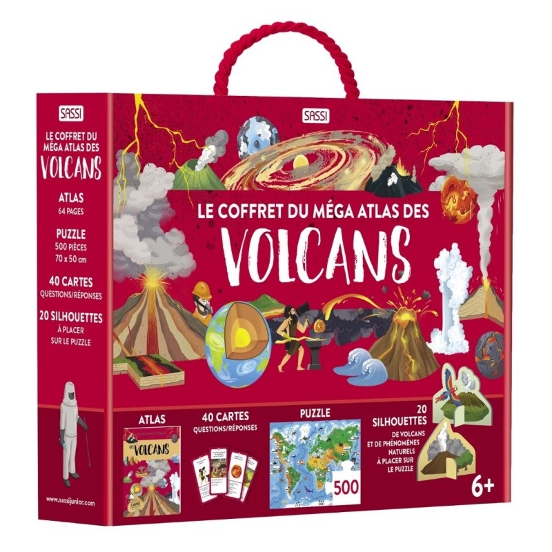 Puzzle 500 pcs - Le coffret de l'atlas des volcans