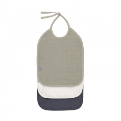 Pack de 3 bavoirs en mousseline - Bleu