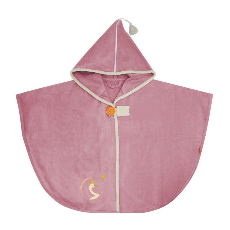 Cape de bain velours - Cygne vieux rose