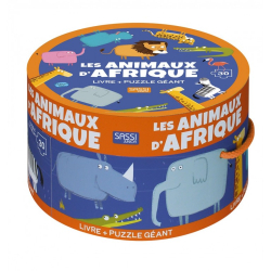 Puzzle géant 30 pcs et livre - Les animaux d'Afrique