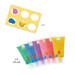 Peinture à doigts 6 tubes - Paillettes