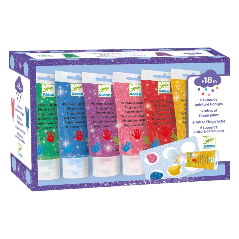 Peinture à doigts 6 tubes - Paillettes