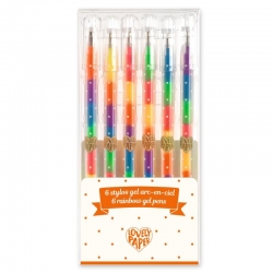 Lovely paper - 6 stylos gel arc-en-ciel