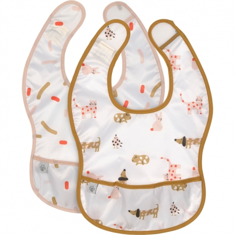 Pack de 2 bavoirs plastifiés avec poche - Little mateys orange