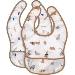 Pack de 2 bavoirs plastifiés avec poche - Little mateys bleu