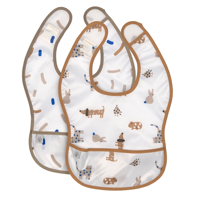 Pack de 2 bavoirs plastifiés avec poche - Little mateys bleu
