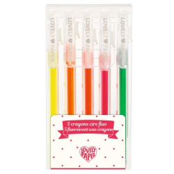 Lovely paper - 5 crayons cire fluo