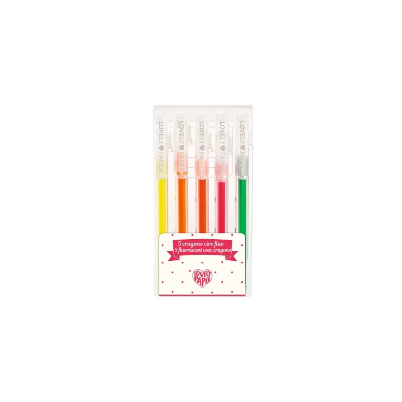 Lovely paper - 5 crayons cire fluo