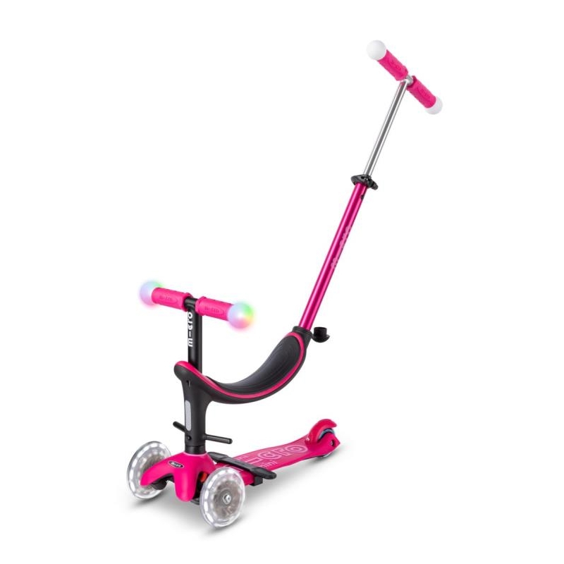 Trottinette Micro 3 en 1 deluxe magic led - Pink