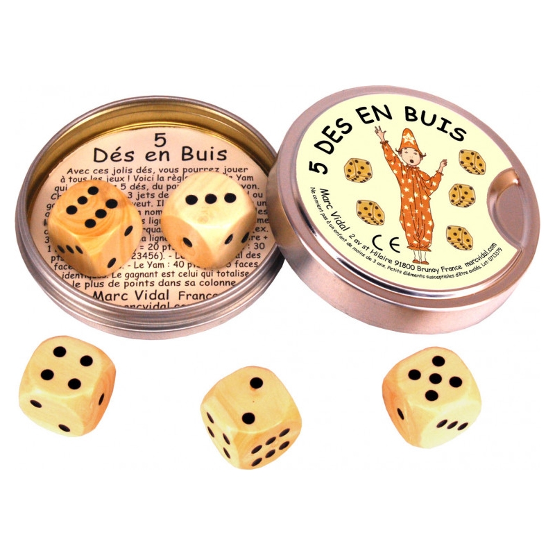 5 dés en buis