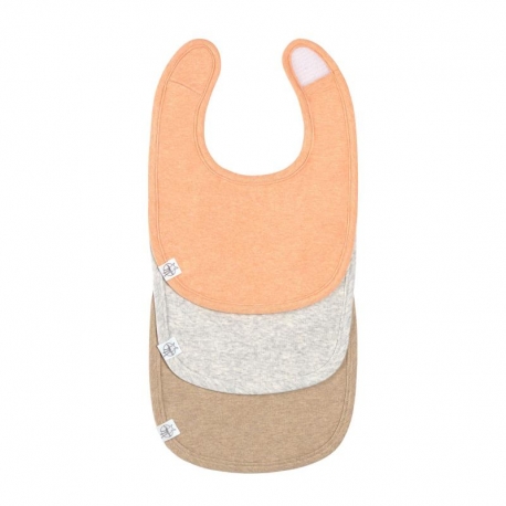Pack de 3 bavoirs naissance - Gots abricot, gris, beige