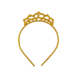 Serre-tête couronne dorée en crochet