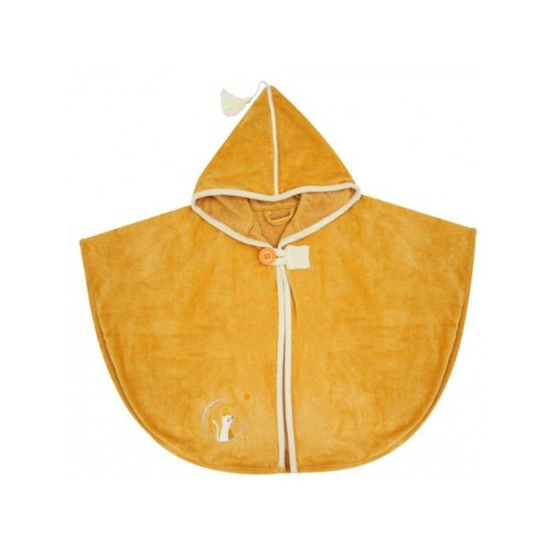 Cape de bain velours - Chat caramel