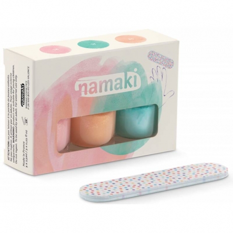 Coffret 3 vernis - Rose bonbon, pêche, vert d'eau