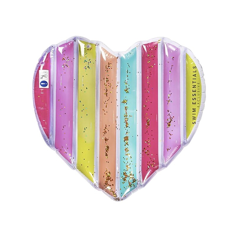 Matelas gonflable coeur arc-en-ciel