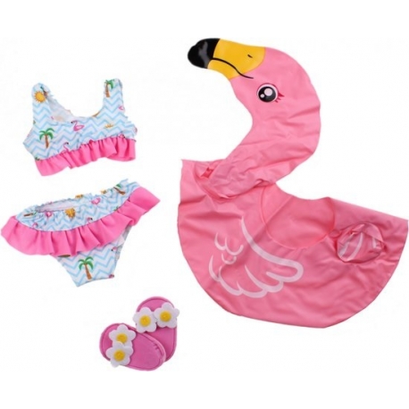Bouée et ensemble de bain pour poupée Flamant Rose