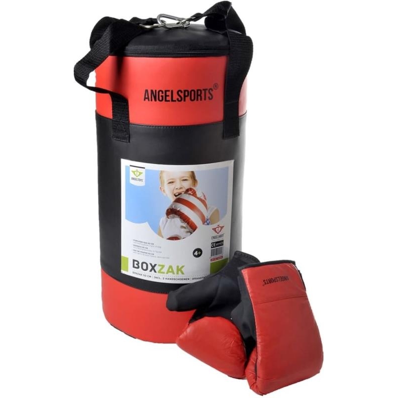 Sac de frappe avec gants - Noir/Rouge