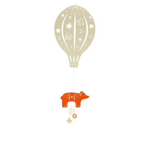 Mobile - Montgolfière ours gris perle
