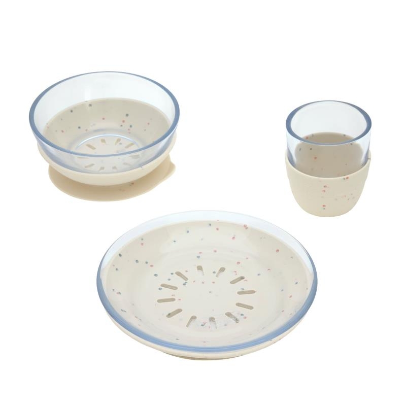 Set de vaisselle en verre et silicone - Nature