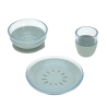 Set de vaisselle en verre et silicone - Bleu