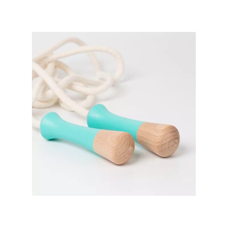 Corde à sauter en bois bleu turquoise