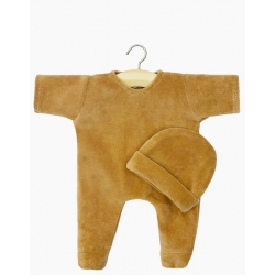 Babies 28 cm - Dors bien velours camel et bonnet