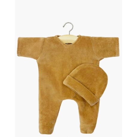 Babies 28 cm - Dors bien velours camel et bonnet