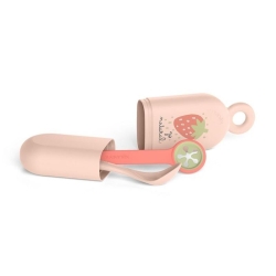 Set de voyage On the go - étui, cuillère et bib-clip Fraise