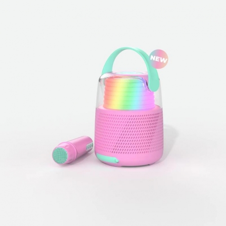 Enceinte lumineuse et karaoké - Rose