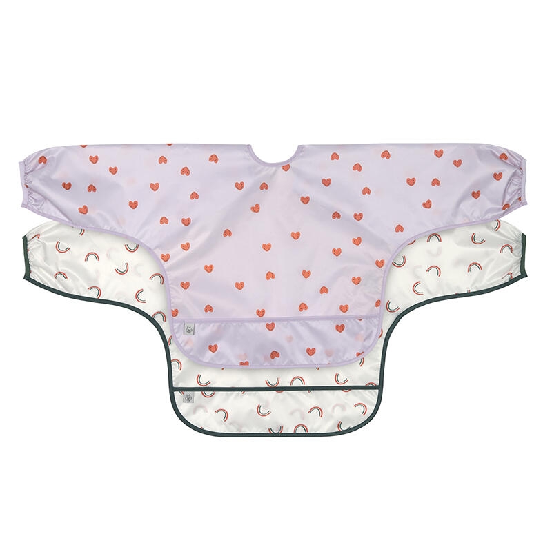 Pack de 2 bavoirs à longues manches - Happy Smile lavender