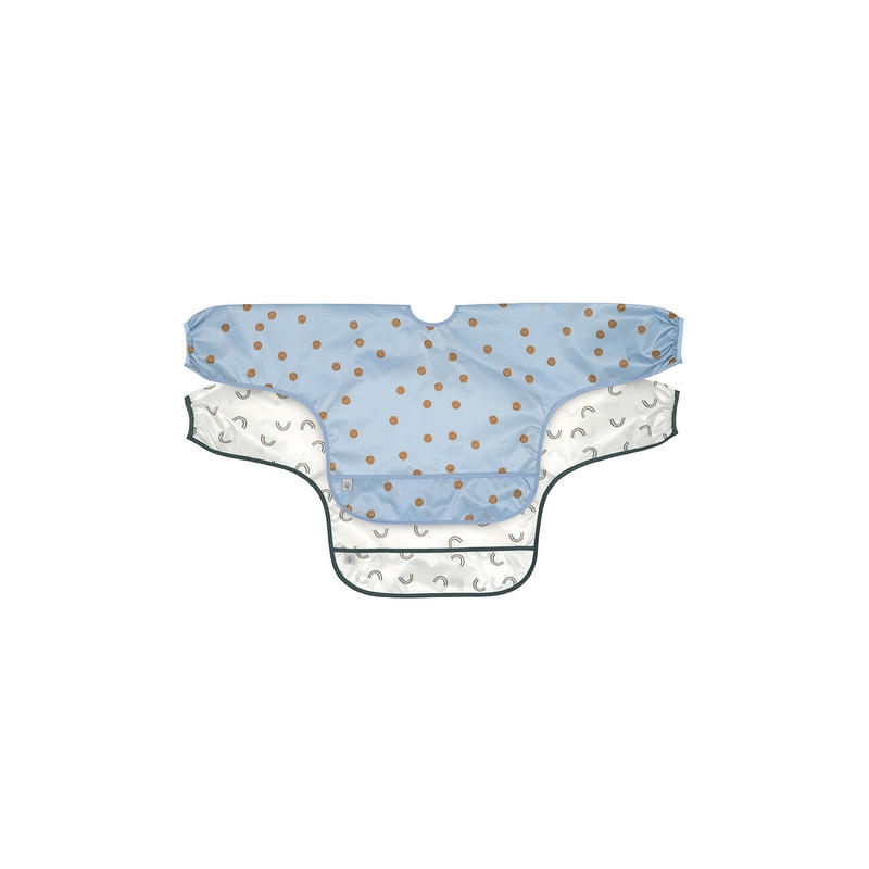 Pack de 2 bavoirs à longues manches - Happy Smile blue