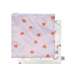 Lot de 2 pochettes pour snack - Happy Coeur