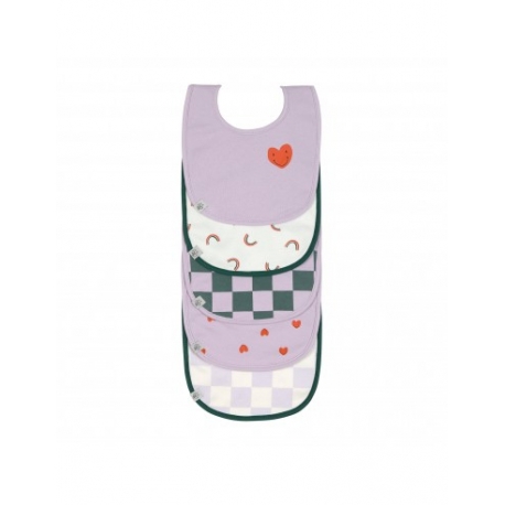 Pack de 5 bavoirs - Happy Coeur lavender