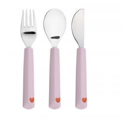 Pack de 3 couverts inox - Happy Coeur lavender