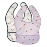 Pack de 2 bavoirs plastifiés avec poche - Happy Coeur lavender
