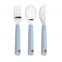 Pack de 3 couverts inox - Happy Smile blue