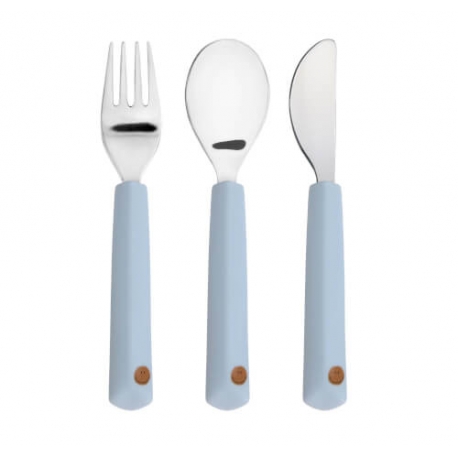 Pack de 3 couverts inox - Happy Smile blue