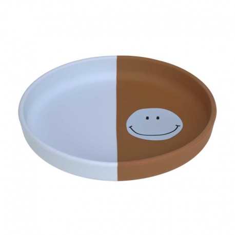 Assiette silicone - Happy Smile bleu