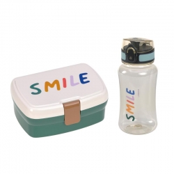 Little Gang - Set boite à tartines et gourde Smile milky