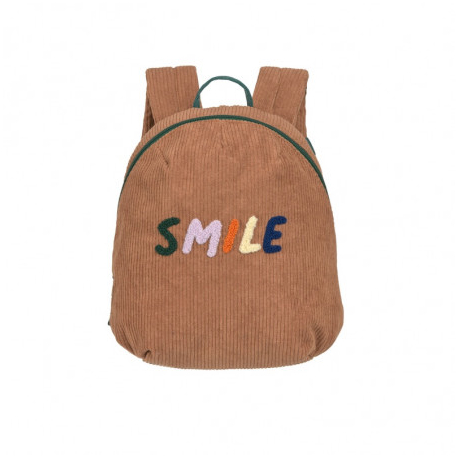 Little Gang - Petit sac à dos velours Smile caramel
