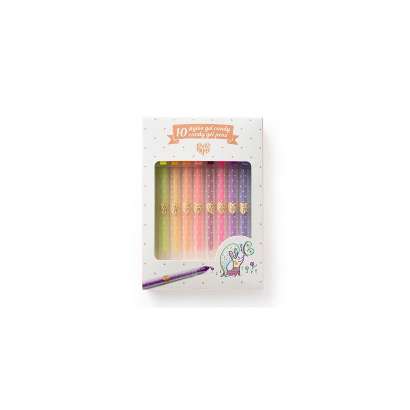 Lovely paper - 6 stylos gel candy