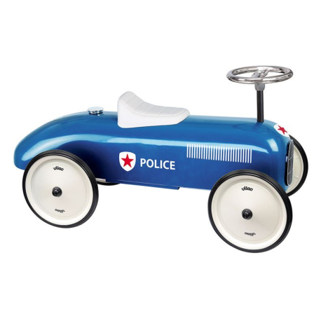 Porteur voiture de police vintage bleu