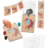 Tampographie sur bois - Personnages enchantés