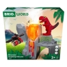 Volcan en éruption et dinosaures