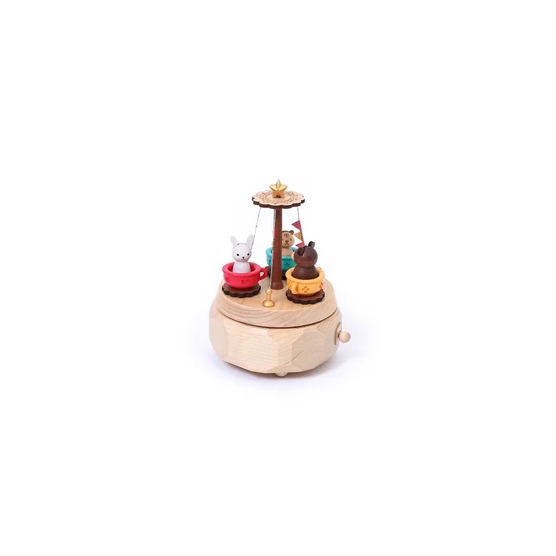 Boîte à musique en bois -  Tasses
