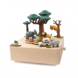 Boîte à musique en bois -  Safari
