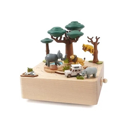 Boîte à musique en bois -  Safari