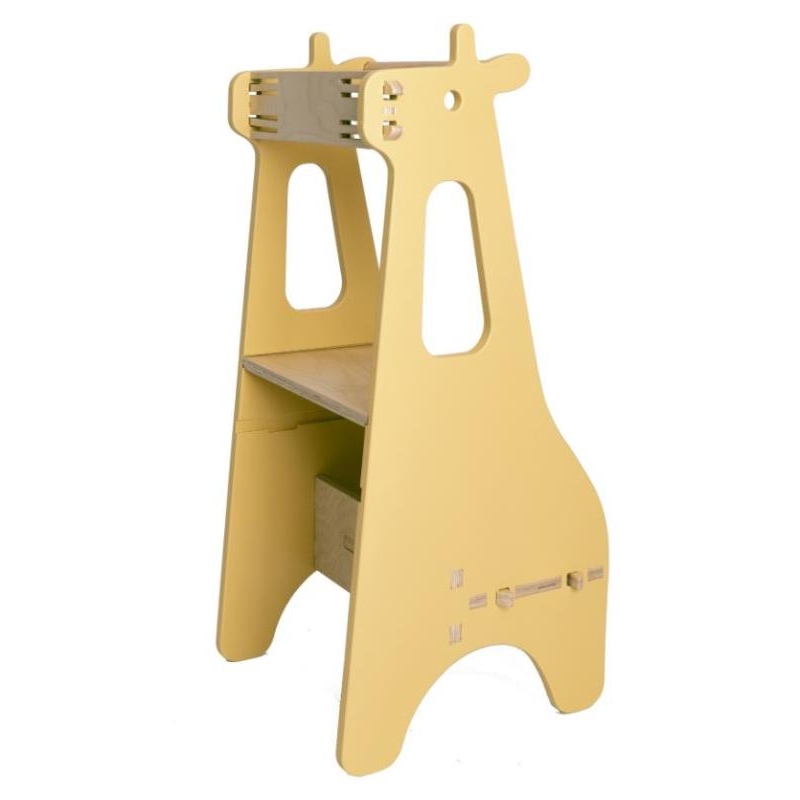 Tour d'observation Montessori - Girafe - moutarde