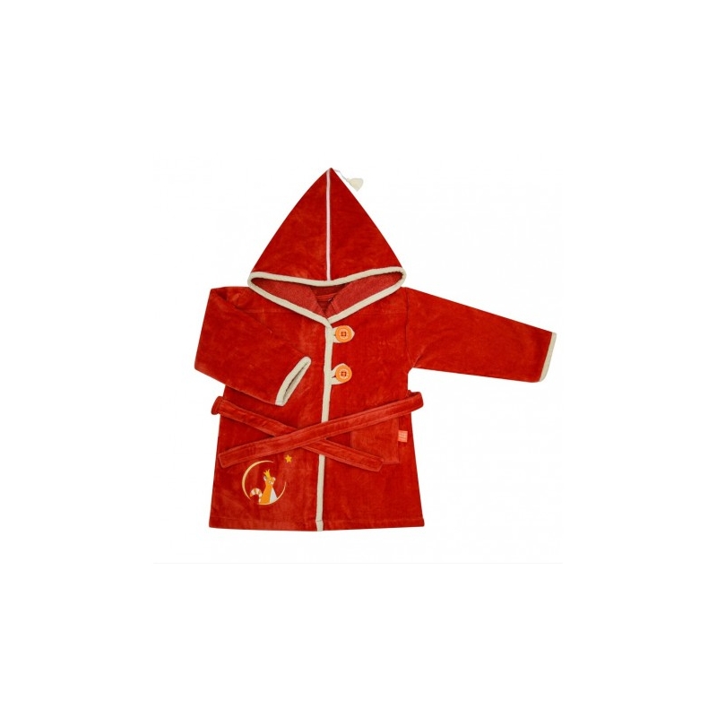 Peignoir velours 4/6 ans - Panda roux terracotta